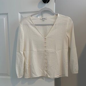 Madewell Cream Textured Button-Up Top